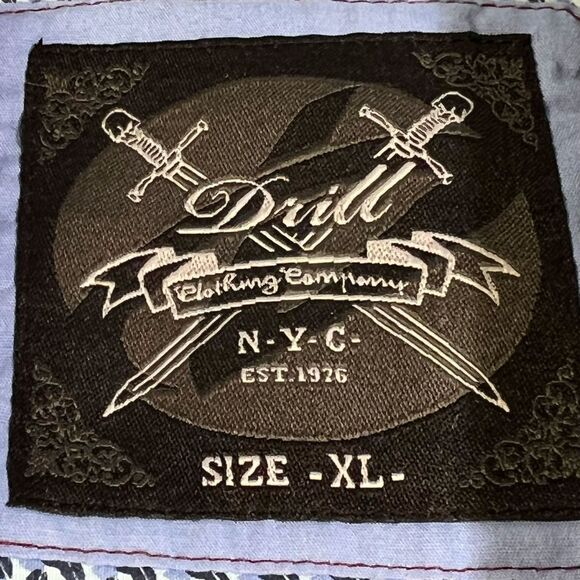 Drill Blue Roll Tab Sleeve Button-Up Shirt XL - Picture 9 of 9